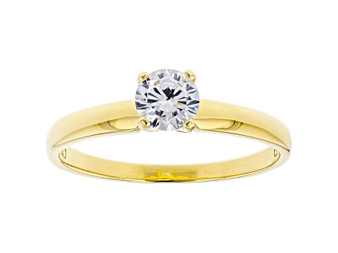 White Cubic Zirconia 18K Yellow Gold Over Sterling Silver Promise Ring 0.81ctw