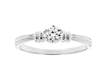 Picture of White Cubic Zirconia Rhodium Over Sterling Silver Promise Ring 0.36ctw