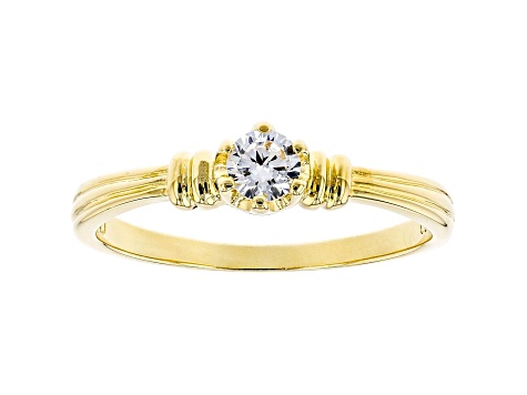 White Cubic Zirconia 18K Yellow Gold Over Sterling Silver Promise Ring 0.36ctw