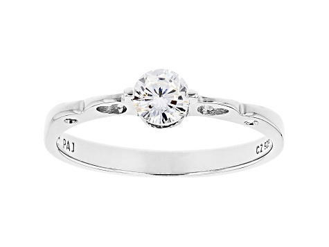 White Cubic Zirconia Rhodium Over Sterling Silver Promise Ring 0.55ctw