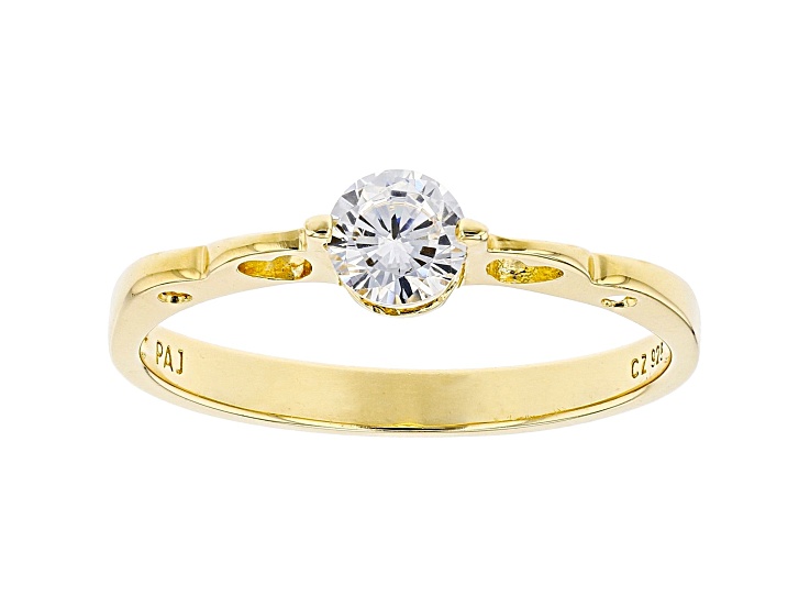 White Cubic Zirconia 18K Yellow Gold Over Sterling Silver Promise Ring 0.55ctw