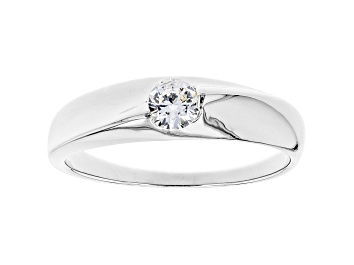 Picture of White Cubic Zirconia Rhodium Over Sterling Silver Promise Ring 0.40ctw