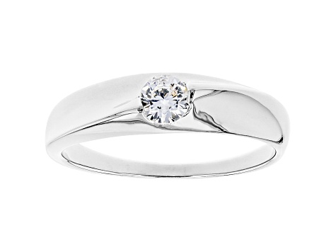 White Cubic Zirconia Rhodium Over Sterling Silver Promise Ring 0.40ctw