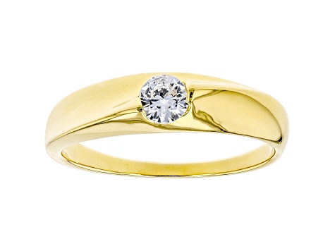 White Cubic Zirconia 18K Yellow Gold Over Sterling Silver Promise Ring 0.40ctw