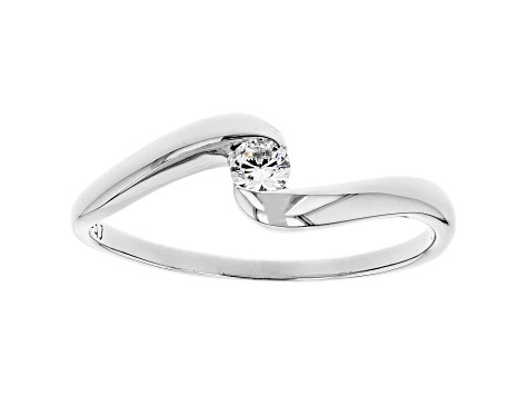 White Cubic Zirconia Rhodium Over Sterling Silver Promise Ring 0.17ctw