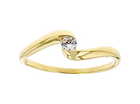 White Cubic Zirconia 18K Yellow Gold Over Sterling Silver Promise Ring 0.17ctw