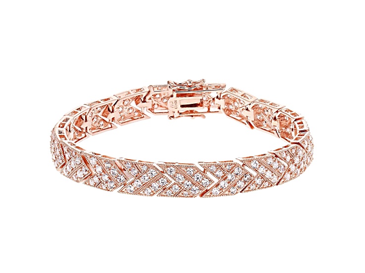 額縁 TT1807 White Cubic Zirconia 18K Rose Gold Over Sterling Silver