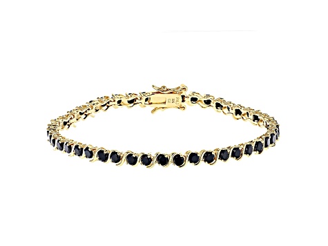 Black Cubic Zirconia 18K Yellow Gold Over Sterling Silver Tennis Bracelet 7.85ctw