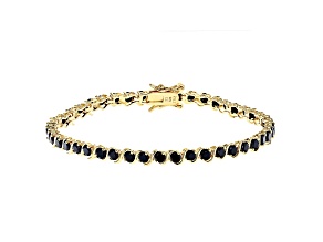 Black Cubic Zirconia 18K Yellow Gold Over Sterling Silver Tennis Bracelet 7.85ctw