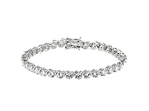 White Cubic Zirconia Rhodium Over Sterling Silver Tennis Bracelet 14 ...