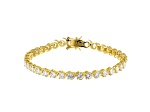 White Cubic Zirconia 18K Yellow Gold Over Sterling Silver Tennis Bracelet 14.17ctw