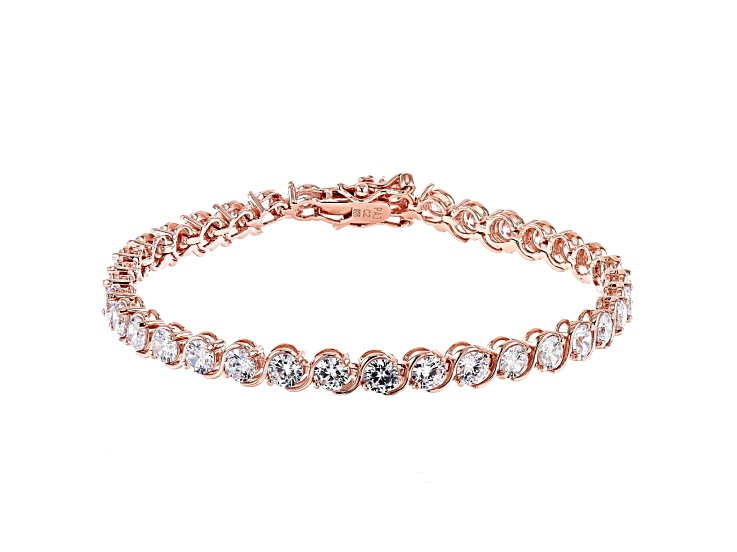 White Cubic Zirconia 18K Rose Gold Over Sterling Silver Tennis Bracelet 14.17ctw