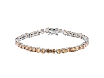 Champagne Cubic Zirconia Rhodium Over Sterling Silver Tennis Bracelet 17.80ctw