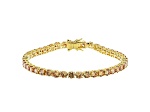 Champagne Cubic Zirconia 18K Yellow Gold Over Sterling Silver Tennis Bracelet 17.80ctw