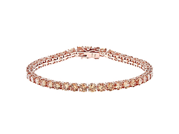 Champagne Cubic Zirconia 18K Rose Gold Over Sterling Silver Tennis Bracelet 17.80ctw
