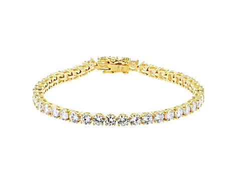 White Cubic Zirconia 18K Yellow Gold Over Sterling Silver Tennis Bracelet 17.41ctw