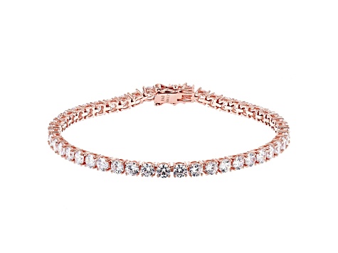 White Cubic Zirconia 18K Rose Gold Over Sterling Silver Tennis Bracelet ...