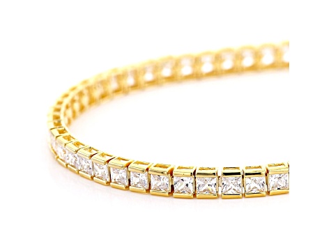 White Cubic Zirconia 18K Yellow Gold Over Sterling Silver Tennis Bracelet 12.69ctw