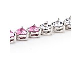 Pink And White Cubic Zirconia Rhodium Over Sterling Silver Heart Tennis Bracelet 14.39ctw