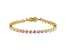 Pink And White Cubic Zirconia 18K Yellow Gold Over Sterling Silver Heart Tennis Bracelet 14.39ctw