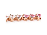 Pink And White Cubic Zirconia 18K Rose Gold Over Sterling Silver Heart Tennis Bracelet 14.39ctw