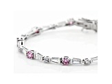 Pink And White Cubic Zirconia Rhodium Over Sterling Silver Tennis Bracelet 10.50ctw