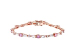 Pink And White Cubic Zirconia 18K Rose Gold Over Sterling Silver Tennis Bracelet 10.50ctw