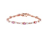 Pink And White Cubic Zirconia 18K Rose Gold Over Sterling Silver Tennis Bracelet 10.50ctw