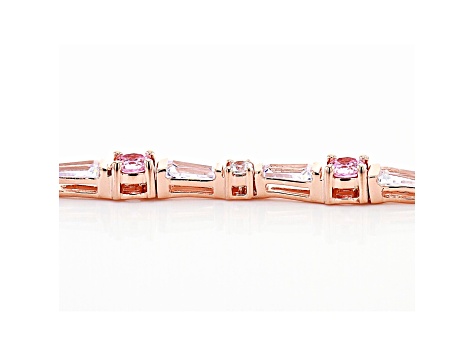 Pink And White Cubic Zirconia 18K Rose Gold Over Sterling Silver Tennis Bracelet 10.50ctw