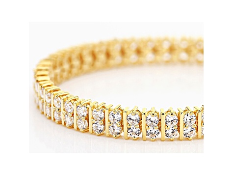 White Cubic Zirconia 18K Yellow Gold Over Sterling Silver Tennis Bracelet 16.14ctw