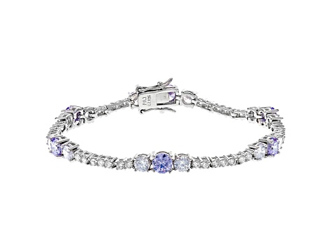 Lavender And White Cubic Zirconia Rhodium Over Sterling Silver Tennis Bracelet 11.84ctw