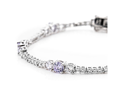 Lavender And White Cubic Zirconia Rhodium Over Sterling Silver Tennis Bracelet 11.84ctw