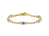 Lavender And White Cubic Zirconia 18K Yellow Gold Over Sterling Silver Tennis Bracelet 11.84ctw