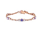Lavender And White Cubic Zirconia 18K Rose Gold Over Sterling Silver Tennis Bracelet 11.84ctw
