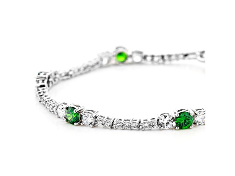 Green And White Cubic Zirconia Rhodium Over Sterling Silver Tennis Bracelet 11.65ctw