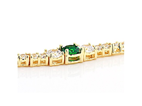 Green And White Cubic Zirconia 18K Yellow Gold Over Sterling Silver Tennis Bracelet 11.65ctw