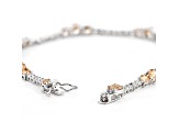 Champagne And White Cubic Zirconia Rhodium Over Sterling Silver Tennis Bracelet 12.05ctw