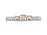Champagne And White Cubic Zirconia Rhodium Over Sterling Silver Tennis Bracelet 12.05ctw