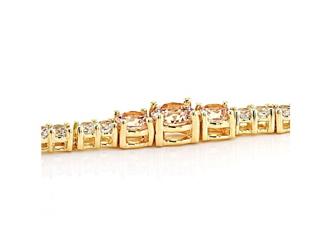 Champagne And White Cubic Zirconia 18K Yellow Gold Over Sterling Silver Tennis Bracelet 12.05ctw