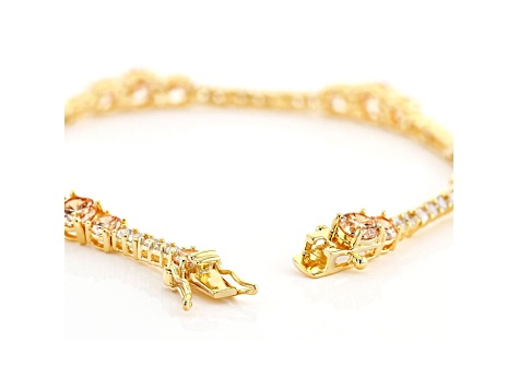 Champagne And White Cubic Zirconia 18K Yellow Gold Over Sterling Silver Tennis Bracelet 12.05ctw