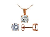 White Cubic Zirconia 18K Rose Gold Over Sterling Silver Pendant With Chain and Earrings 8.91ctw
