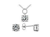 White Cubic Zirconia Rhodium Over Sterling Silver Pendant With Chain and Earrings 6.55ctw