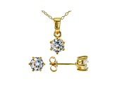 White Cubic Zirconia 18K Yellow Gold Over Sterling Silver Pendant With Chain and Earrings 2.43ctw