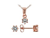White Cubic Zirconia 18K Rose Gold Over Sterling Silver Pendant With Chain And Earrings 1.21ctw