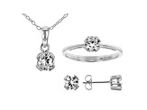 White Cubic Zirconia Rhodium Over Silver Pendant With Chain, Ring And Earrings 3.24ctw