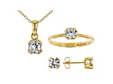 White Cubic Zirconia 18K Yellow Gold Over Silver Pendant With Chain, Ring And Earrings 3.24ctw