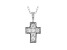 White Cubic Zirconia Rhodium Over Sterling Silver Cross Pendant With Chain 0.35ctw