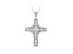 White Cubic Zirconia Rhodium Over Sterling Silver Cross Pendant With Chain 1.23ctw