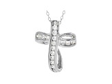 White Cubic Zirconia Rhodium Over Sterling Silver Cross Pendant With Chain 0.72ctw