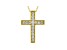 White Cubic Zirconia 18K Yellow Gold Over Sterling Silver Cross Pendant With Chain 0.66ctw